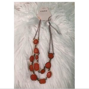 Orange and gold statement necklace